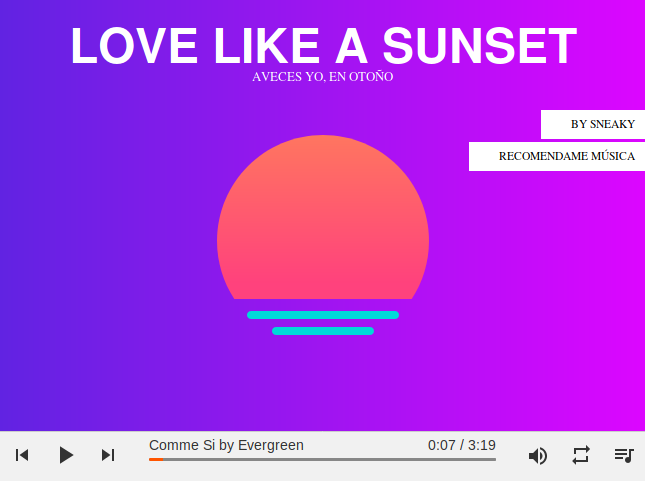 una captura de pantalla de love like a sunset